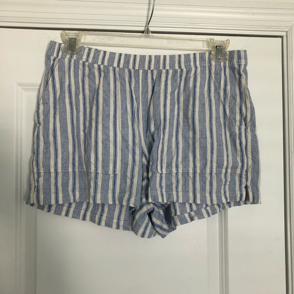 Universal Thread Linen Blend Blue and White Striped Shorts